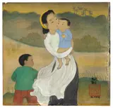 Femme et enfants by Mai Trung Thu, 1954, Gouache et encre sur soie, sold Jun 2024