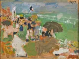 Paddock by Jean Puni dit Pougny, circa 1942-1943, Huile sur papier marouflé sur toile, sold Jun 2024