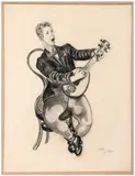 Le joueur de balalaïka by Victor Barthe, 1923, Crayon sur papier, sold Jun 2024