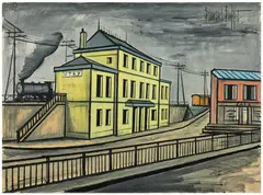 Gare d'Utry by Bernard Buffet, 1982, Huile sur toile, sold Jun 2024