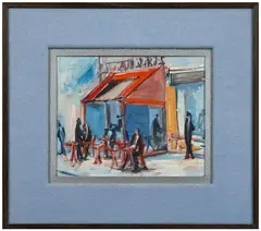 Au café by Jean Hélion, 1967, Huile sur panneau d'isorel, sold Jun 2024