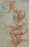 Etude de figures (recto et verso) by Alessandro Casolani, Crayon noir, sanguine et plume et encre brune, sur papier bleu, sold Sep 2024