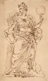 Allégorie féminine (recto et verso) by Donato Creti, Plume et encre brune, sold Sep 2024