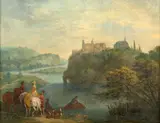 Halte de cavaliers au bord d'une rivière by Jan Peeter Verdussen, Huile sur toile, sold Sep 2024