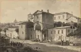 Lavandières devant un village d'Italie by Victor-Jean Nicolle, Plume et encre noire, lavis gris, sold Sep 2024