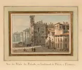 Vue du Palais du Podesta ou lieutenance de Police, a Florence by Victor-Jean Nicolle, Plume et encre brune, lavis gris et aquarelle, sold Sep 2024