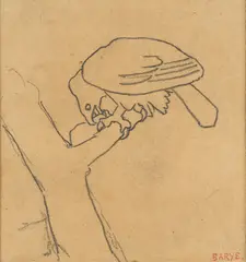 Aigle mangeant sa proie by Antoine-Louis Barye, Crayon sur papier, sold Sep 2024
