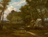 Fagoteuse et ses enfants en forêt de Fontainebleau by Gabriel Prieur, Huile sur toile (Toile d'origine), sold Sep 2024