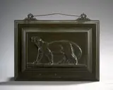 Léopard (avec ou sans cadre) by Antoine-Louis Barye, Bas-relief en bronze à patine brun-vert, sold Sep 2024