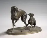 Levrettes jouant à la balle by Pierre-Jules Mêne, Bronze à patine brun nuancé, sold Sep 2024
