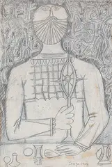Untitled by F. N. Souza, Pencil and gouache on paper pasted on paper, sold Mar 2014