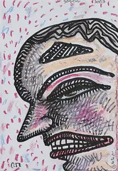 Head Wound by Jogen Chowdhury, Pastel and marker on paper, offered Mar 2014