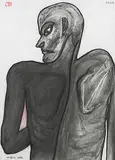Dark Man from back by Jogen Chowdhury, Dry Pastel on paper, sold Mar 2014