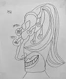 Untitled by F. N. Souza, Ink on paper, sold Mar 2014