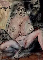 Untitled by F. N. Souza, Chemical alterations on paper, sold Mar 2014