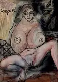 Untitled by F. N. Souza, Chemical alterations on paper, sold Mar 2014