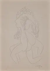 Untitled by Ghulam Rasool Santosh, Pencil on paper, sold Mar 2014