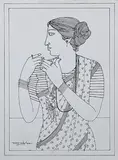 Untitled by Lalu Prasad Shaw, Sketchpen on paper, sold Mar 2014