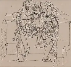 Untitled by Ganesh Pyne, Ink on paper, sold Mar 2014