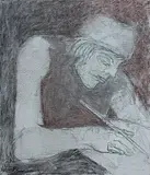 Untitled by Krishen Khanna, Charcoal and conté on canvas, sold Nov 2013
