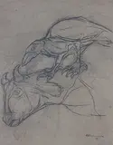 Untitled by Krishen Khanna, Conte on handmade paper, sold Nov 2013