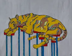 Circus by Ebenezer Sunder Singh, Acrylic and pigment, sold Nov 2013