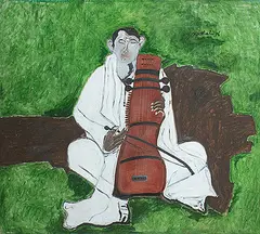 Musician by B. Vithal, Oil on canvas, sold Aug 2013