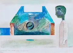 The Staircase by Prabhakar Barwe, Watercolour and tempera on paper pasted on board, sold Aug 2013