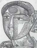 Untitled by Thota Vaikuntam, Charcoal on canvas pasted on board, sold Aug 2013