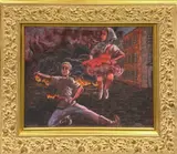 Untitled by George Tincu, pastel of Russian children dancing.  Frame size 55 x 45 cms, sold Nov 2023