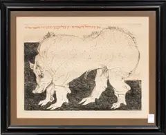 Pig by Leonard Baskin, 1969, etching, sold Mar 2026