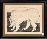 Pig by Leonard Baskin, 1969, etching, sold Mar 2026