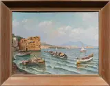Mediterranean Harbor by Vincenzo Canino, oil on board, sold Mar 2026