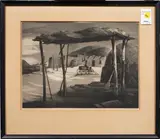 Sleepy Afternoon by Ted Hawkins, 1949, etching with aquatint, sold Mar 2026