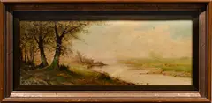 Lake Scene by A. D. M. Cooper, 1917, oil on board, sold Mar 2026