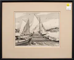 Sailing Dock by Gordon Grant, lithograph, sold Mar 2026