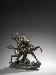 Thésée combattant le centaure Biénor by Antoine-Louis Barye, Bronze à patine brun richement nuancé, sold Sep 2024