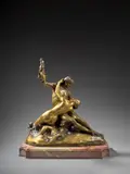 Le poète et la sirène by Emmanuel Hannaux, Bronze à patine doré nuancé, sold Sep 2024