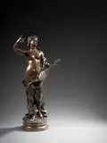 Femme à la mandoline by Henri Weigele, Bronze à patine brune, sold Sep 2024