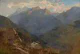 Vue de la corne de Sorebois depuis le Valais by Eugène Etienne Sordet, Huile sur papier marouflé sur toile, sold Sep 2024