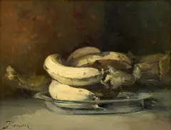 Le plateau de bananes by François Bonvin, Huile sur panneau, sold Sep 2024