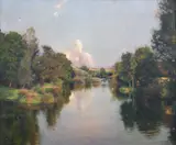 Paysage de rivière by Jules-Alexis Muenier, Huile sur toile (Toile d'origine), sold Sep 2024