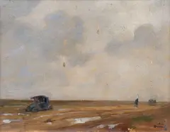 Le retour de classe by André Devambez, Huile sur carton, sold Sep 2024