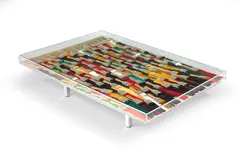 Cascade de pinceaux by Arman, 2005, Accumulation de pinceaux et d'acrylique dans une table en plexiglas, sold May 2024
