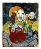 Mystical Package by Option Dzikamai Nyahunzvi, 2020, Acrylique et collage de papier sur toile, sold Jun 2024