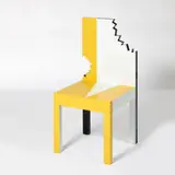 Chaise Piranha 2 by Pierre Sala, 1985, A “Piranha 2” lacquered wooden chair in yellow, white and black by Pierre Sala, signed, dated and numbered – 1985, sold Oct 2024