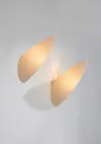 Paire d’appliques Luci Fair by Philippe Starck, circa 1987, Platine en métal, diffuseur en verre opalin blanc, sold Oct 2024