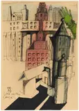 Città con la conica by Aldo Rossi, 1984, Technique mixte sur papier, sold Oct 2024