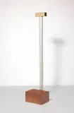 Lampadaire Colonna by Ettore Sottsass, 1988, Base en marbre, structure en acier laqué gris, diffuseur en laiton doré, sold Oct 2024