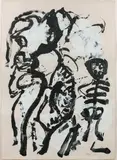 Figure avec feuilles tombantes by Karel Appel, 1980, Acrylique sur papier, sold Jun 2024